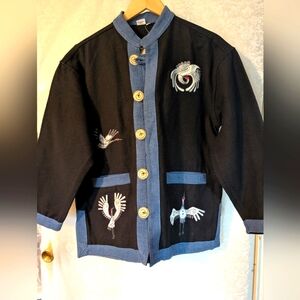 Venus Imports Crane Embroidered Jacket Vintage NWT SZ. Medium‎